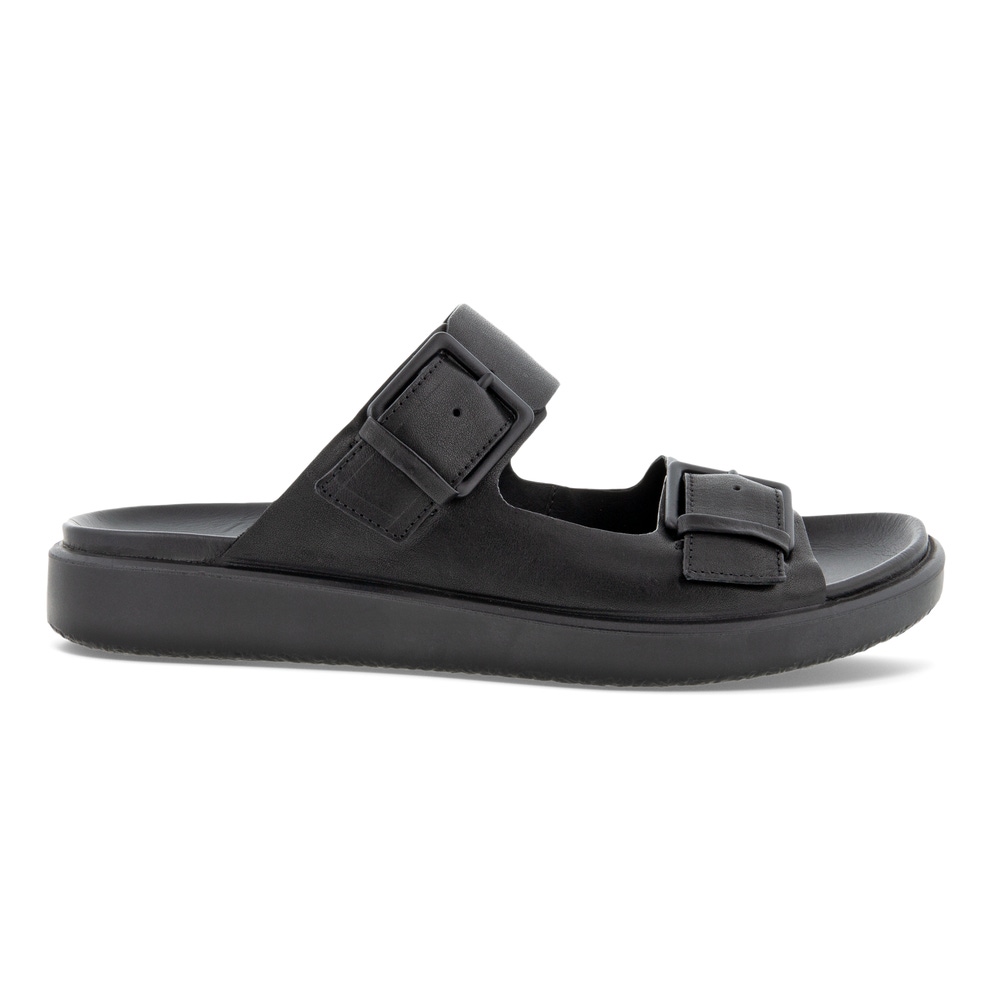 Men's ECCO® Flowt Leather Flat Sandal - Black - Outside