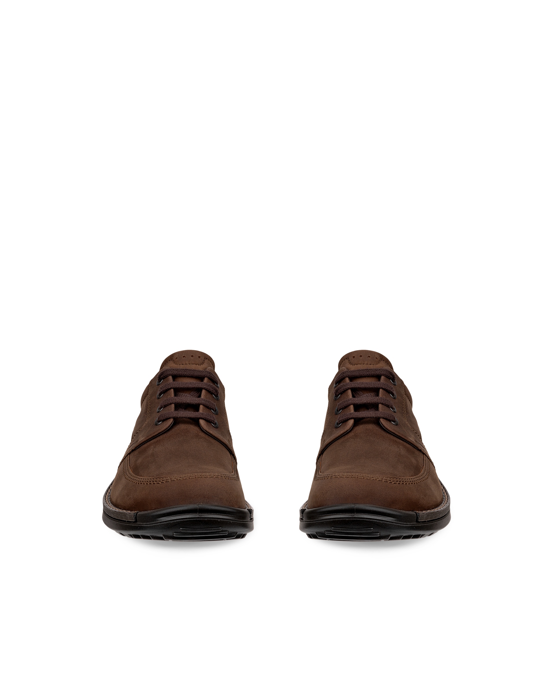 Men's ECCO® Fusion Leather Apron-Toe Derby Shoe - Brown - Front pair