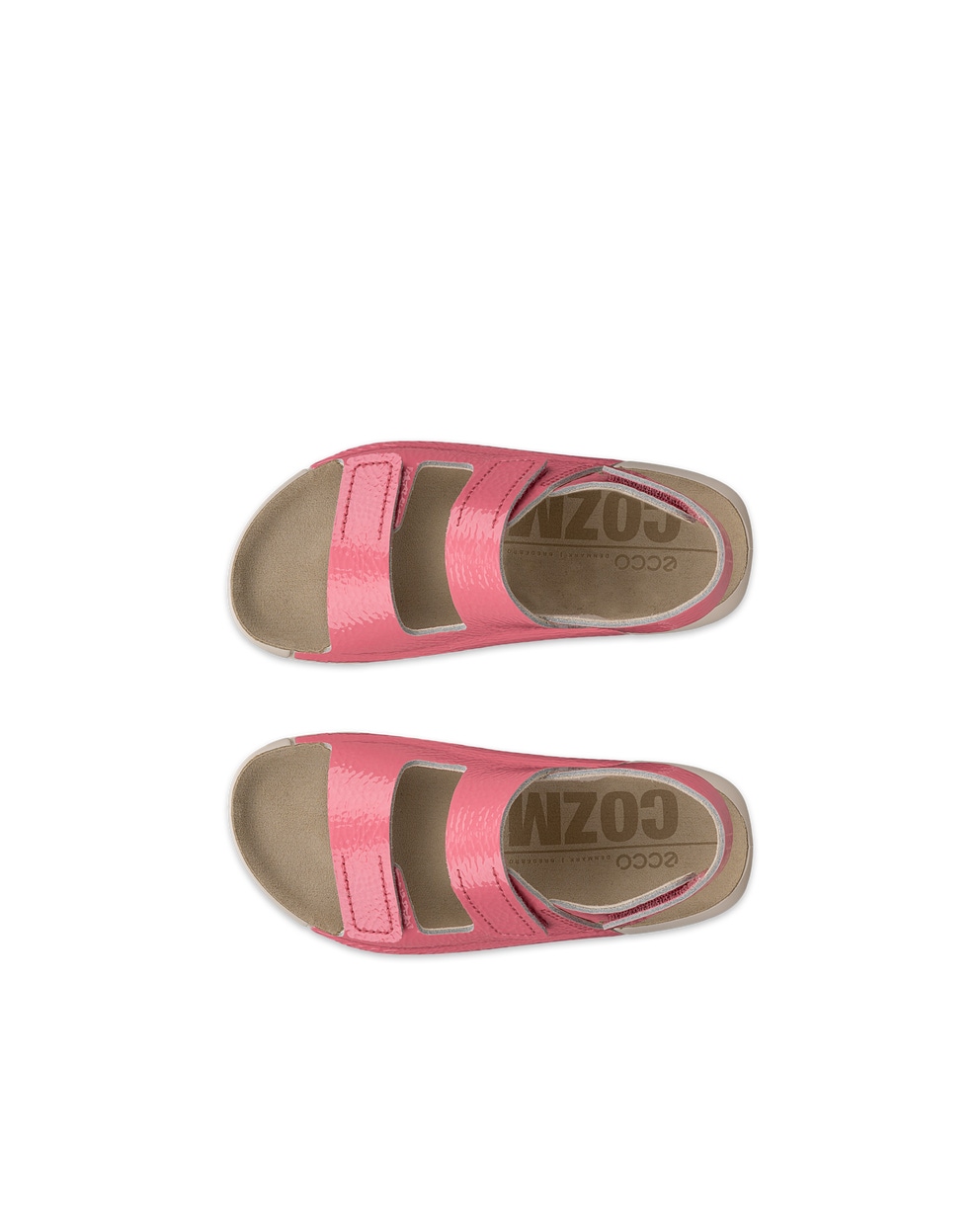 Kids' ECCO® Cozmo Leather Two Strap Sandal - Pink - Top left pair