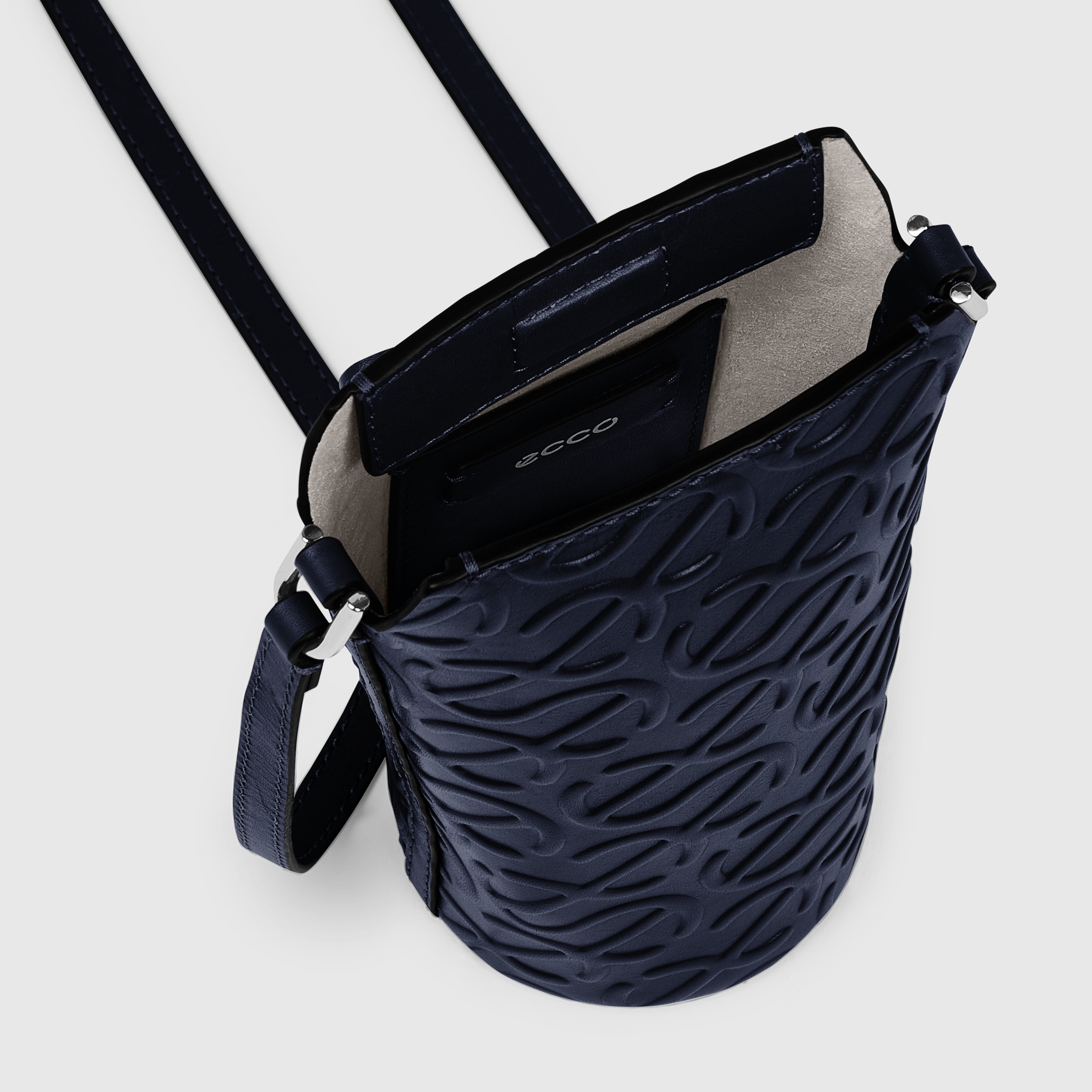 ECCO® Pot Leather Crossbody Bag - Blue - Inside