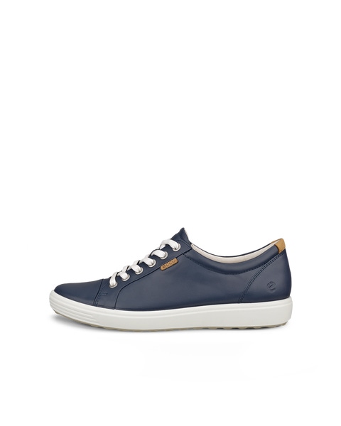 ECCO Soft 7 baskets en cuir pour femme Bleu