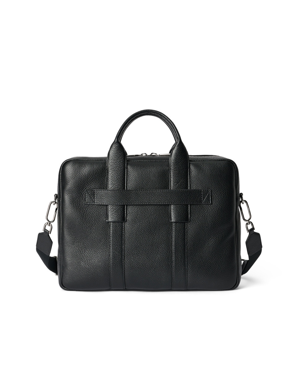 Black leather laptop tote sale