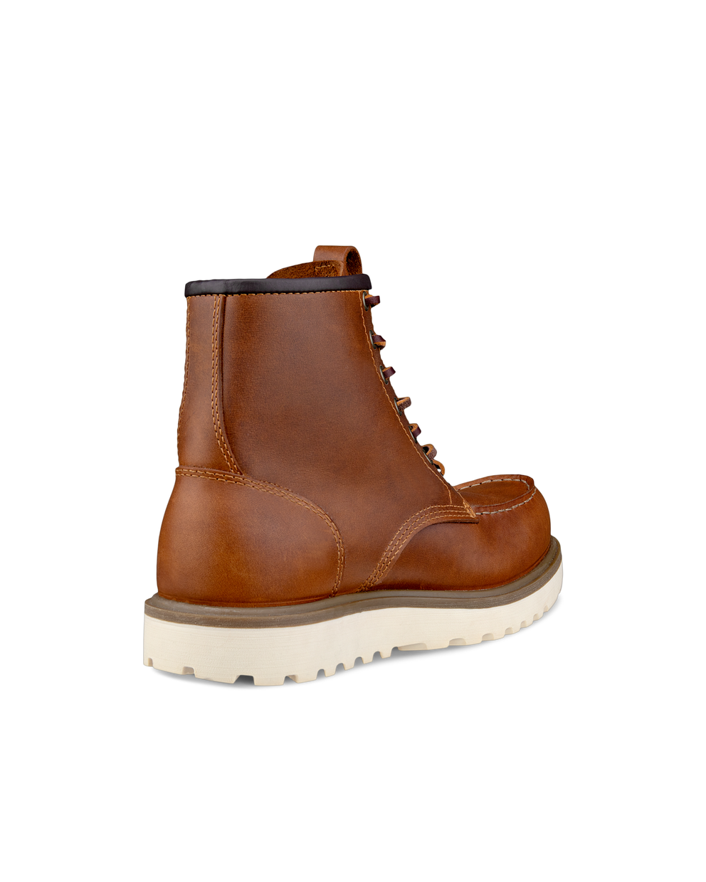 Men's ECCO® Staker Leather Moc-Toe Boot - Brown - Back