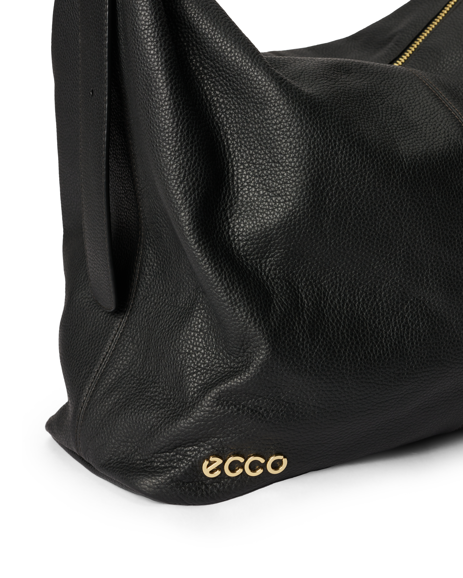 ECCO® Soft Large Pebbled Leather Hobo Bag - Black - Detail-1