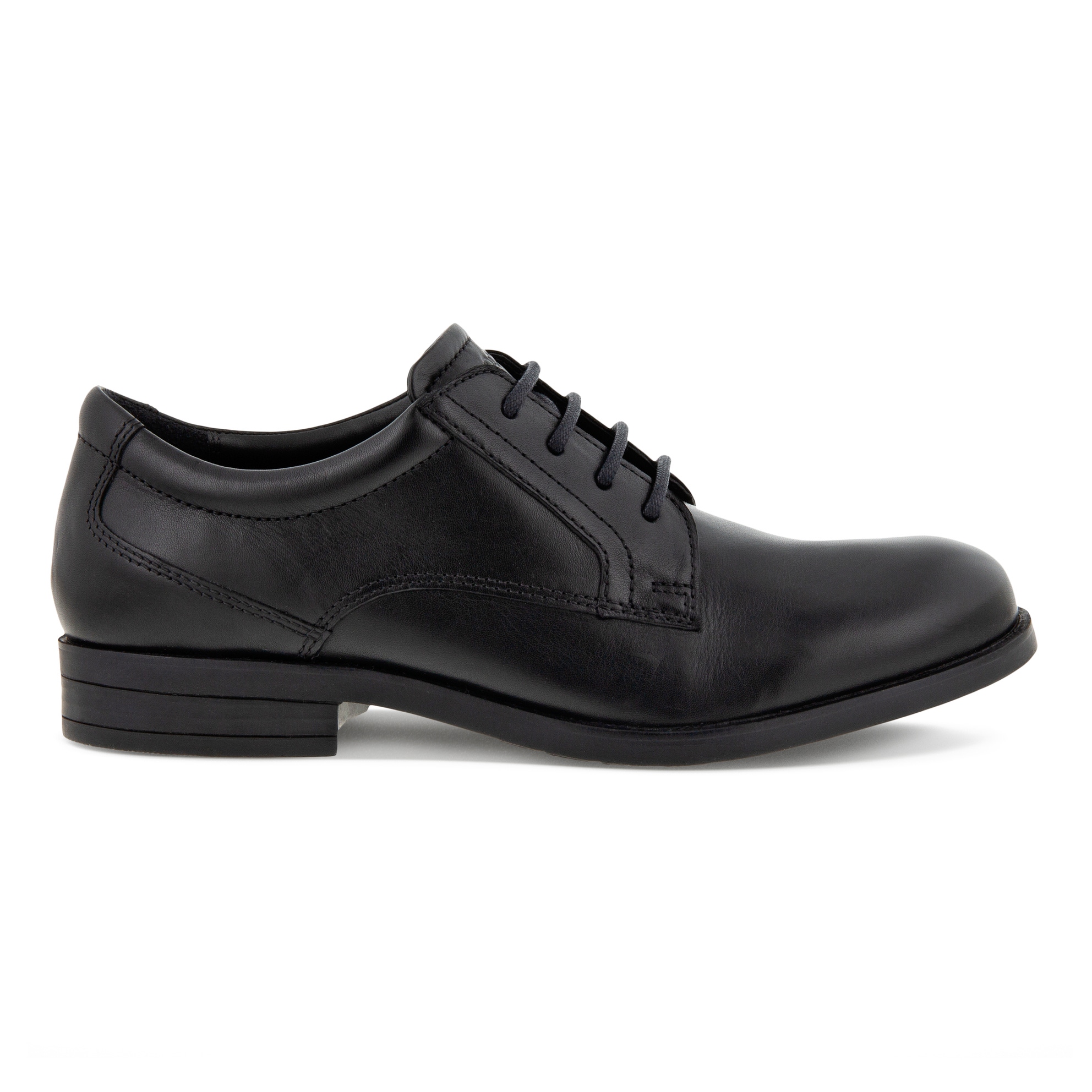 Kids' ECCO® Scholar Leather Shoe - Black - Outside