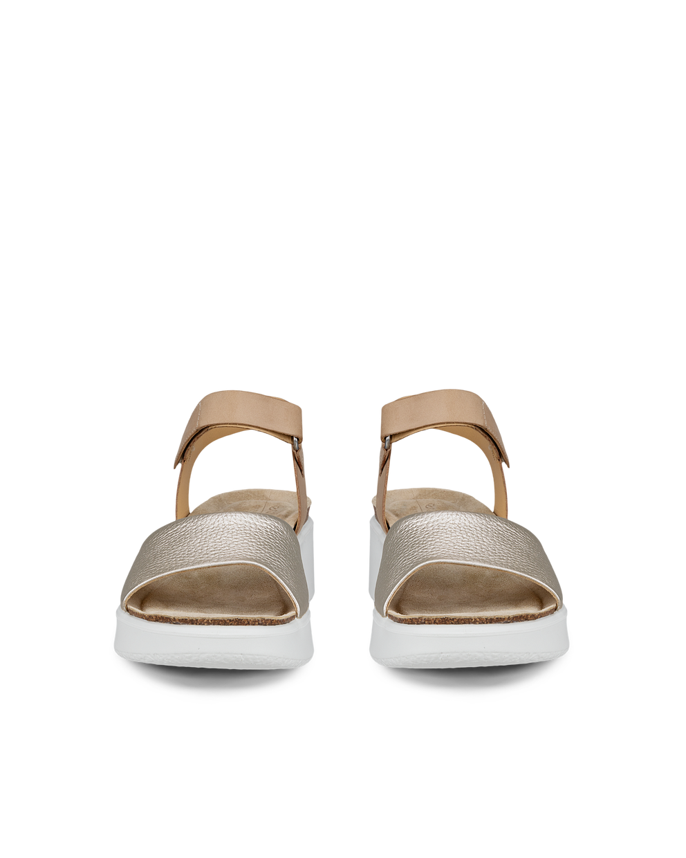 ECCO® Flowt sandale compensée liège et cuir pour femme - Brun - Front pair