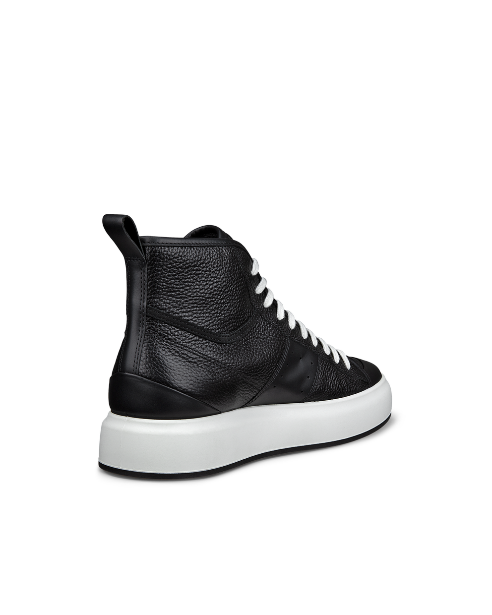 Men's ECCO® Street Ace Leather High-Top Sneaker - Black - Back