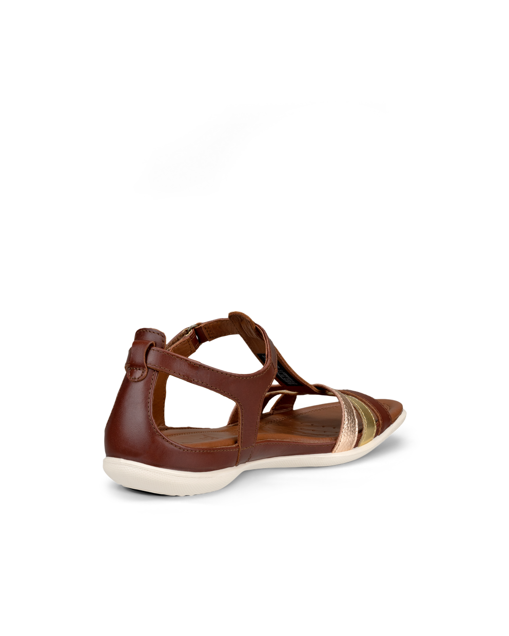 Women's ECCO® Flash Leather T-Bar Sandal - Brown - Back