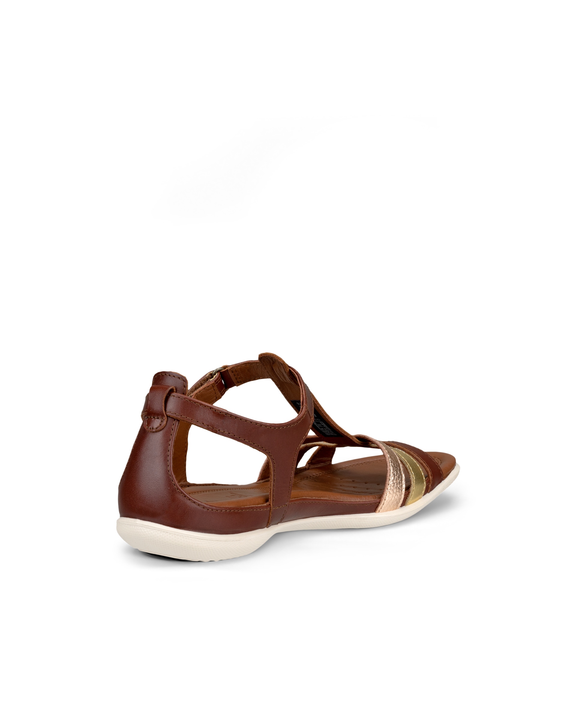 Women's ECCO® Flash Leather T-Bar Sandal - Brown - Back