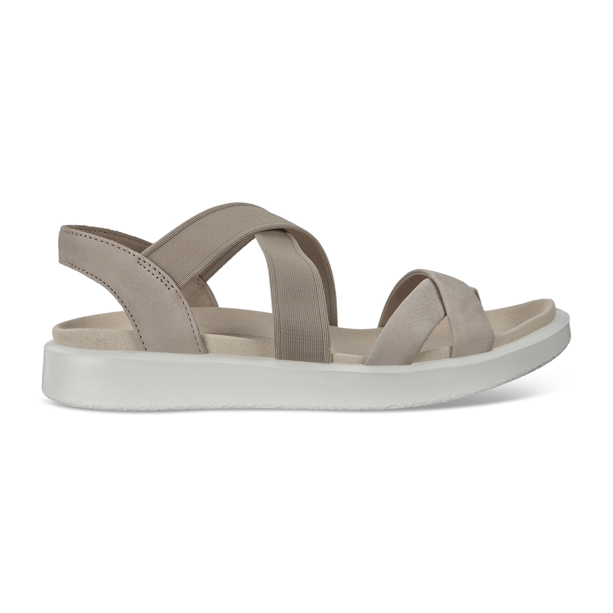 Women's ECCO® Flowt Nubuck Flat Sandal - Grey - Outside