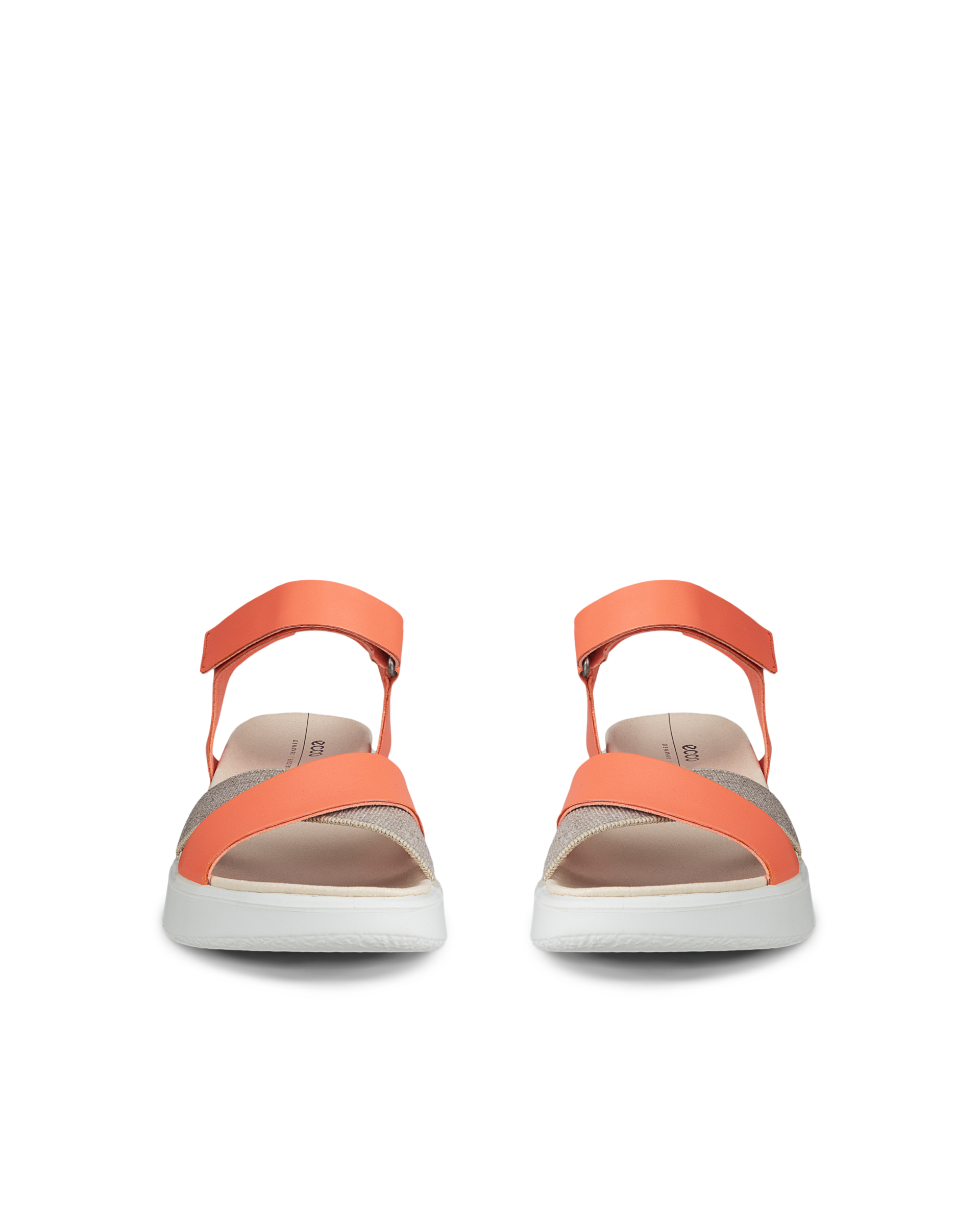 Women's ECCO® Flowt LX Leather Wedge Sandal - Orange - Front pair