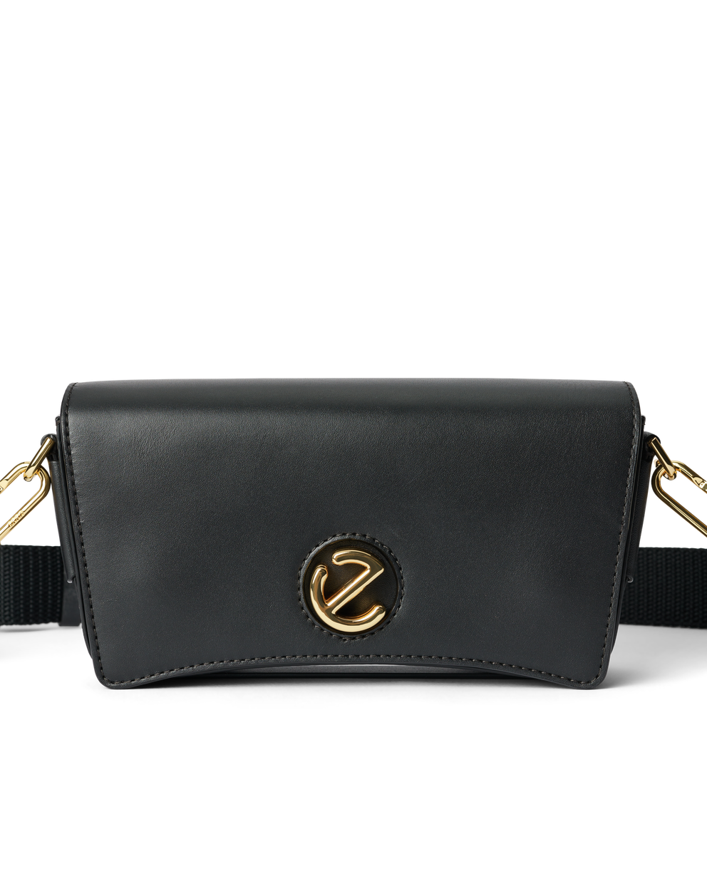 ECCO® Pinch Lock Wave Leather Crossbody Bag - Black - Detail-1