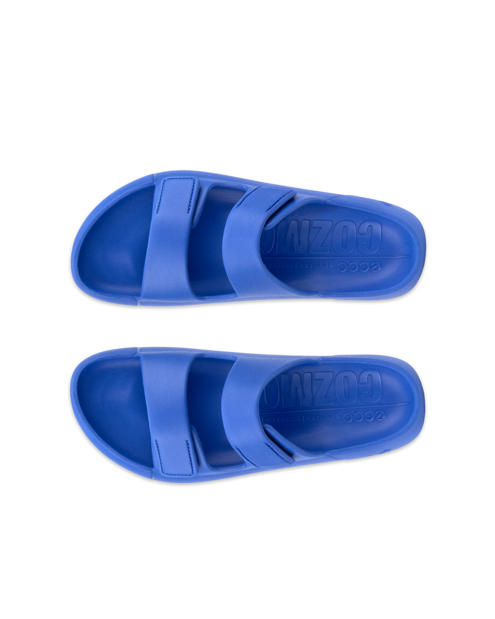 Unisex ECCO® Cozmo E Two Strap Sandal - Blue - Top left pair