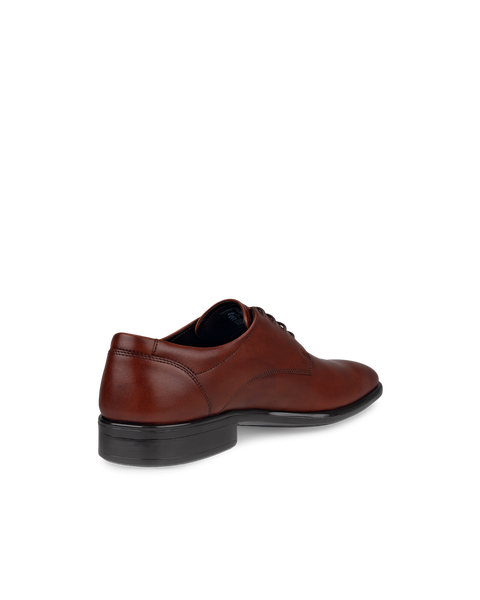 Men's ECCO® Citytray Leather Derby Shoe - Brown - Back