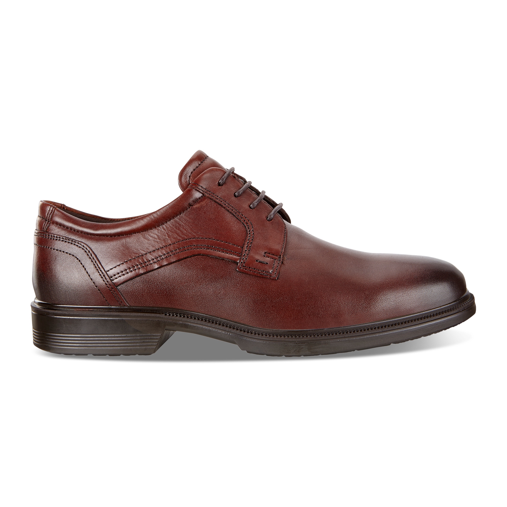 ECCO Lisbon Plain Toe Derby Shoes - Brown - Outside