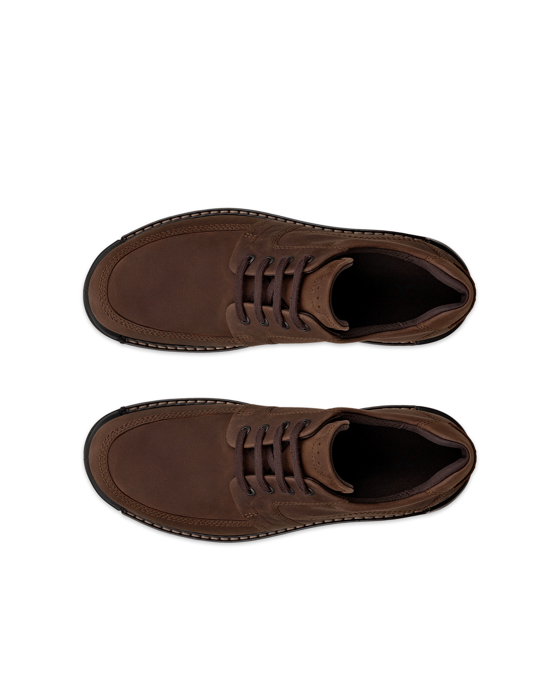 Men's ECCO® Fusion Leather Apron-Toe Derby Shoe - Brown - Top left pair