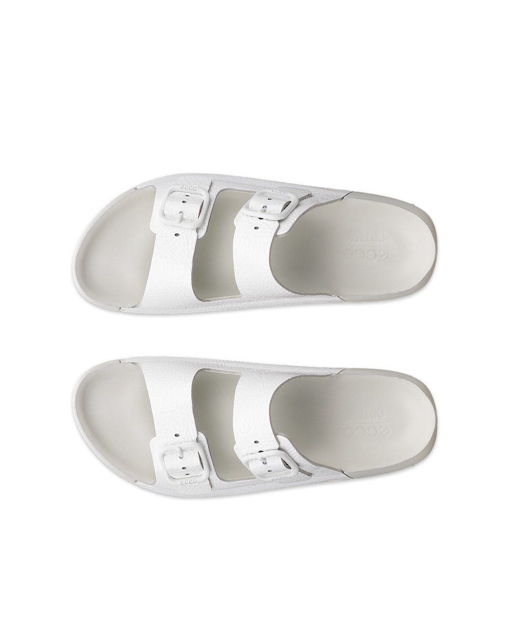 Women's ECCO® Cozmo Leather Two Strap Sandal - White - Top left pair