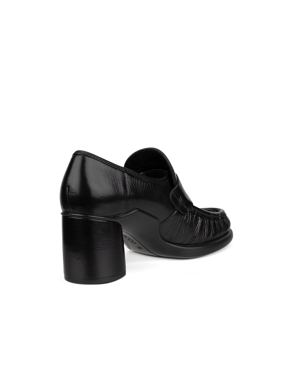 Women's ECCO® Sculpted LX 55 Leather Block-Heeled Loafer - Black - Back