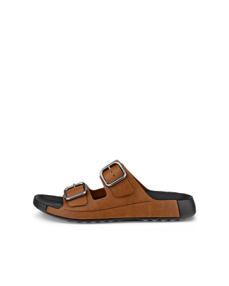 Men's ECCO® Cozmo Leather Buckle Two Strap Sandal  - Brown - Outside