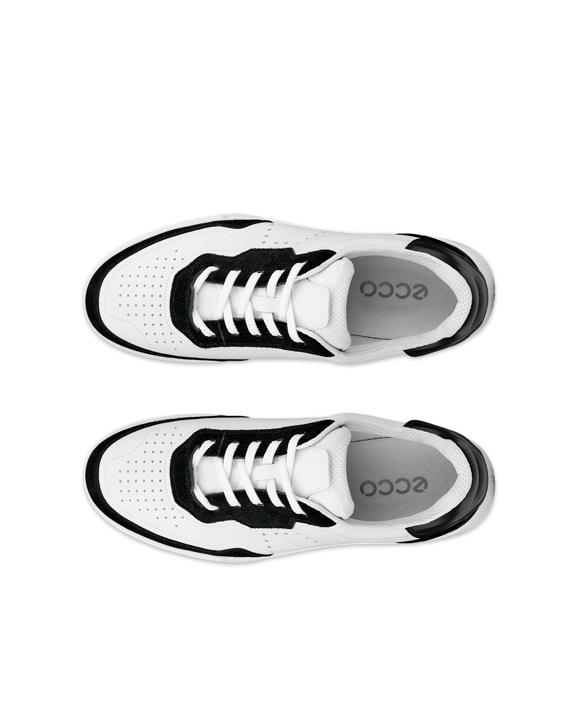 Men's ECCO® Street Court Leather Sneaker - White - Top left pair