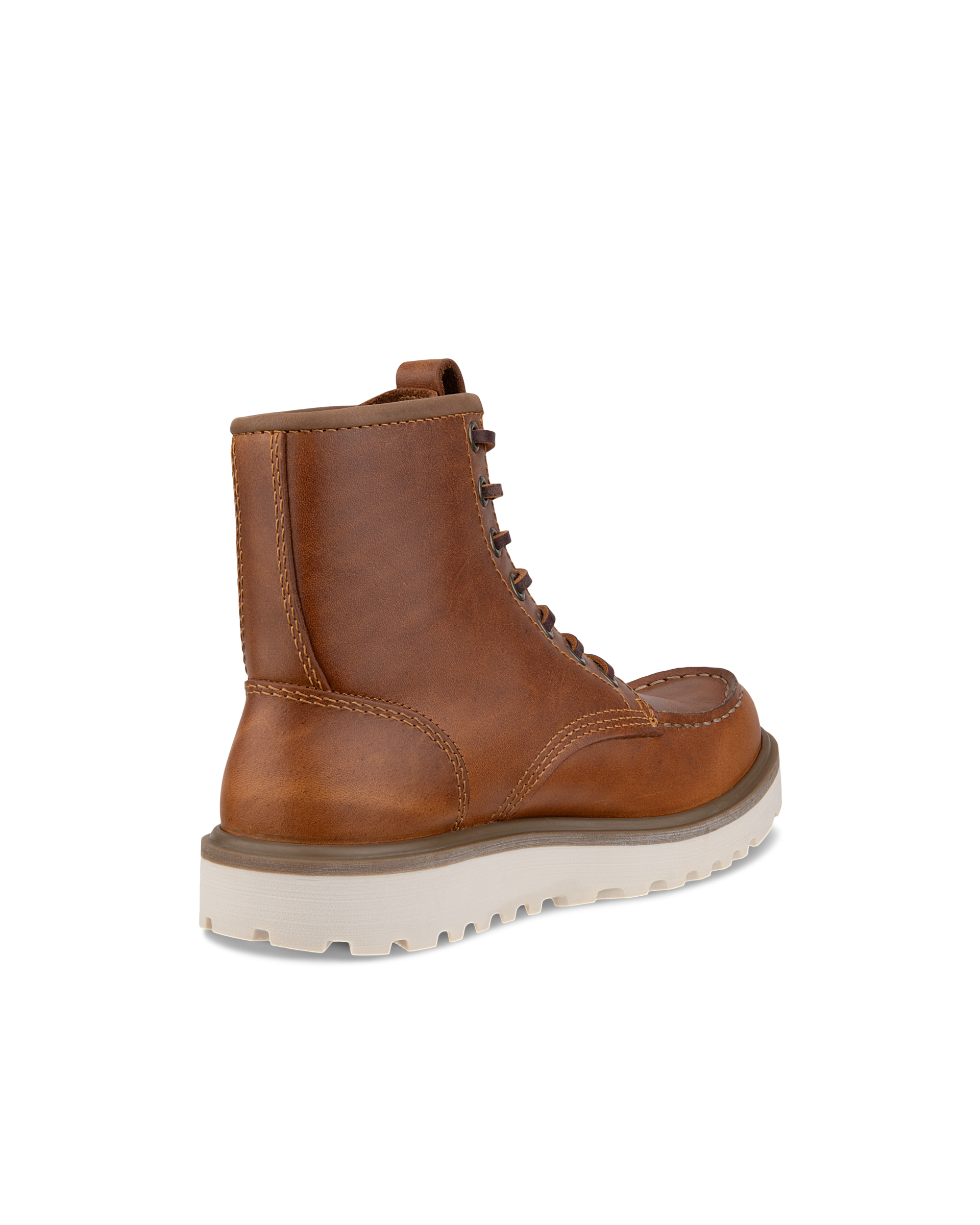 Women's ECCO® Staker Leather Moc-Toe Boot - Brown - Back