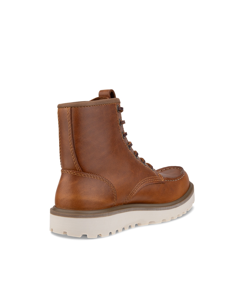 Women's ECCO® Staker Leather Moc-Toe Boot - Brown - Back