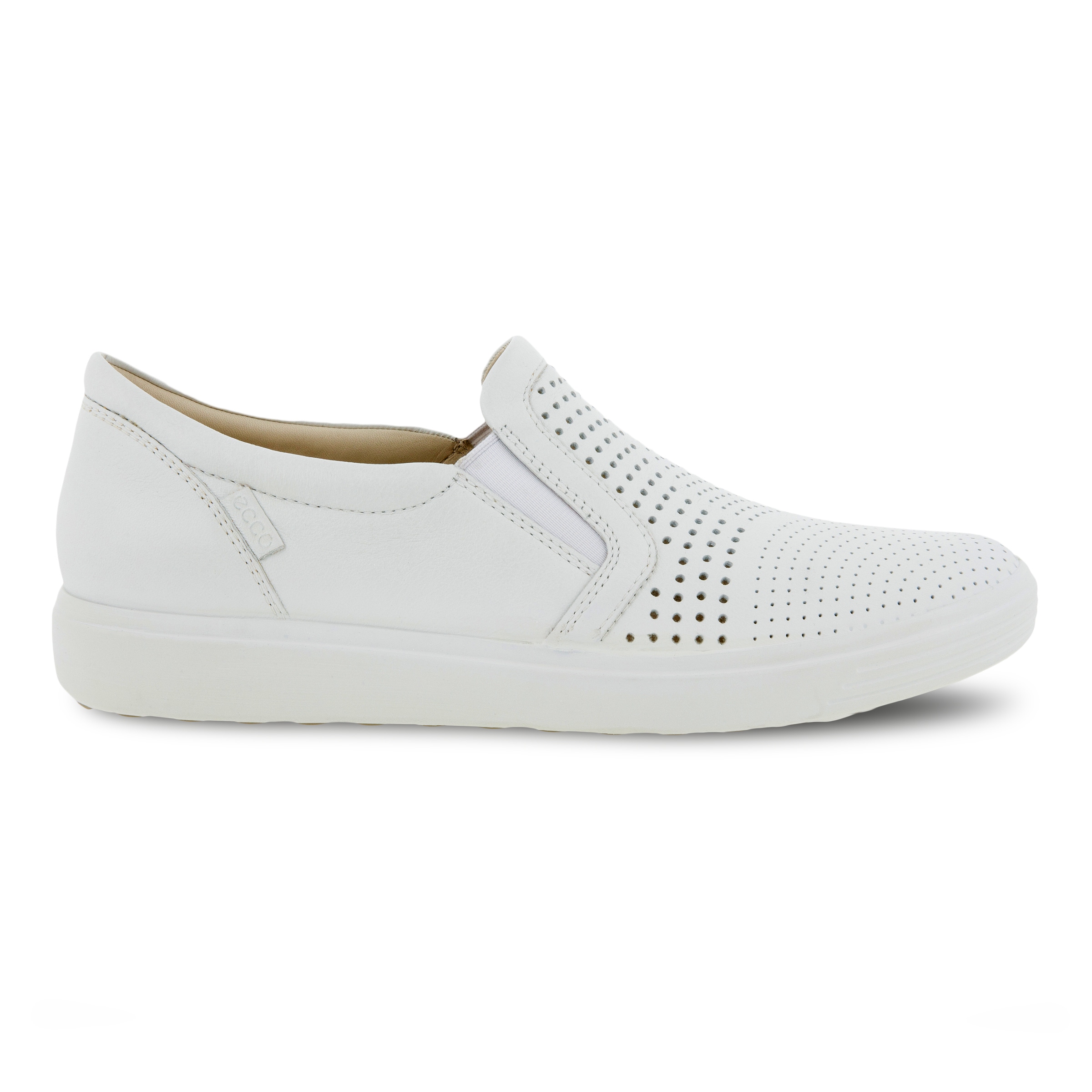 ECCO Soft 7 ウィメンズ レザースリッポンスニーカー - 白 - Outside
