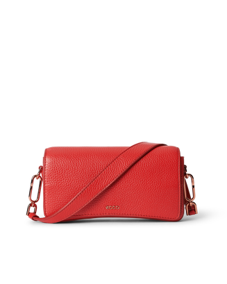 ECCO® Pinch Small Pebbled Leather Shoulder Bag - Red - Main