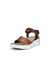 Women's ECCO® Flowt Leather Cork Heeled Wedge Sandal - Brown - Main