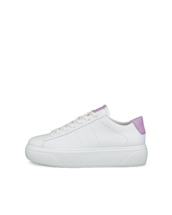 Women's ECCO® Street Platform Leather Sneaker - White - Outside