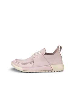 Women's ECCO® Cozmo Leather Moc-Toe Shoe - Pink - Outside