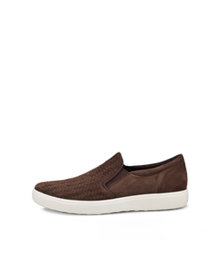 Men's ECCO® Soft 7 Nubuck Sneaker - Brown - Outside