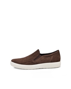 Men's ECCO® Soft 7 Nubuck Sneaker - Brown - Outside