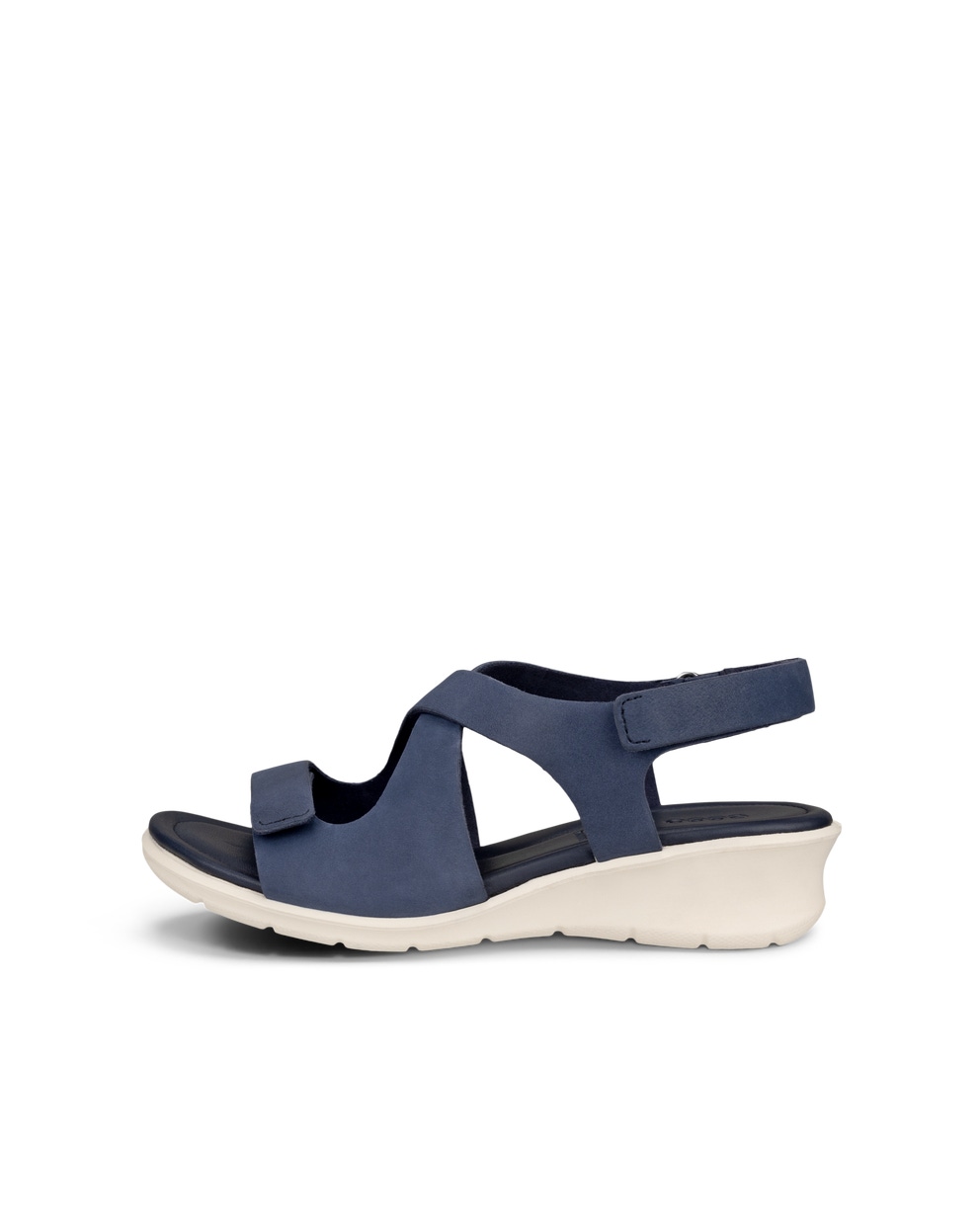 Women's ECCO® Felicia Leather Wedge Sandal - Blue - Outside