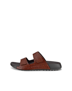 Women's ECCO® Cozmo Leather Two Strap Sandal - Brown - Outside