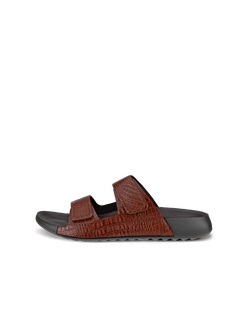 Women's ECCO® Cozmo Leather Two Strap Sandal - Brown - Outside