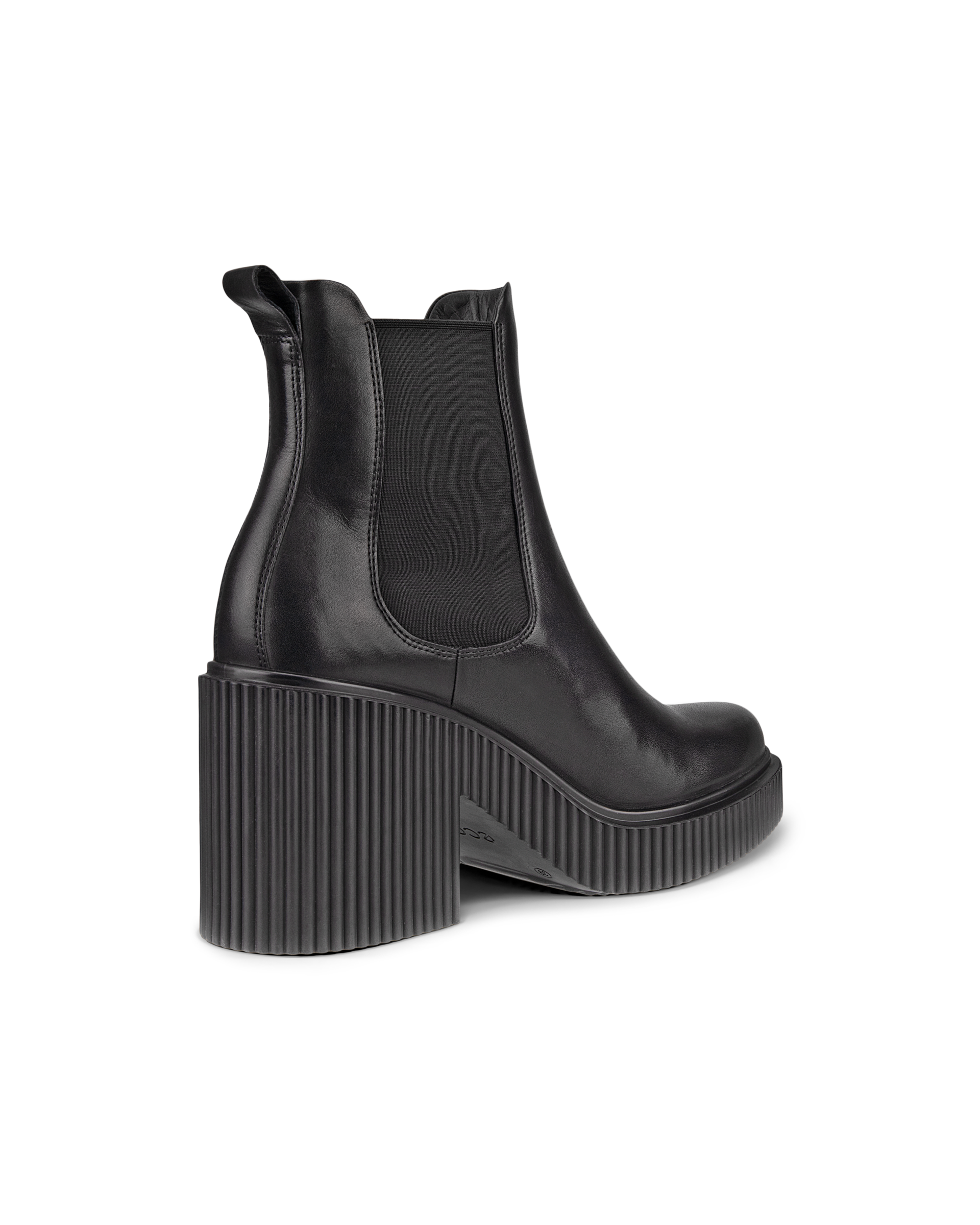 여성용 ECCO Fluted Heel 가죽 첼시 부츠 - Black - Back