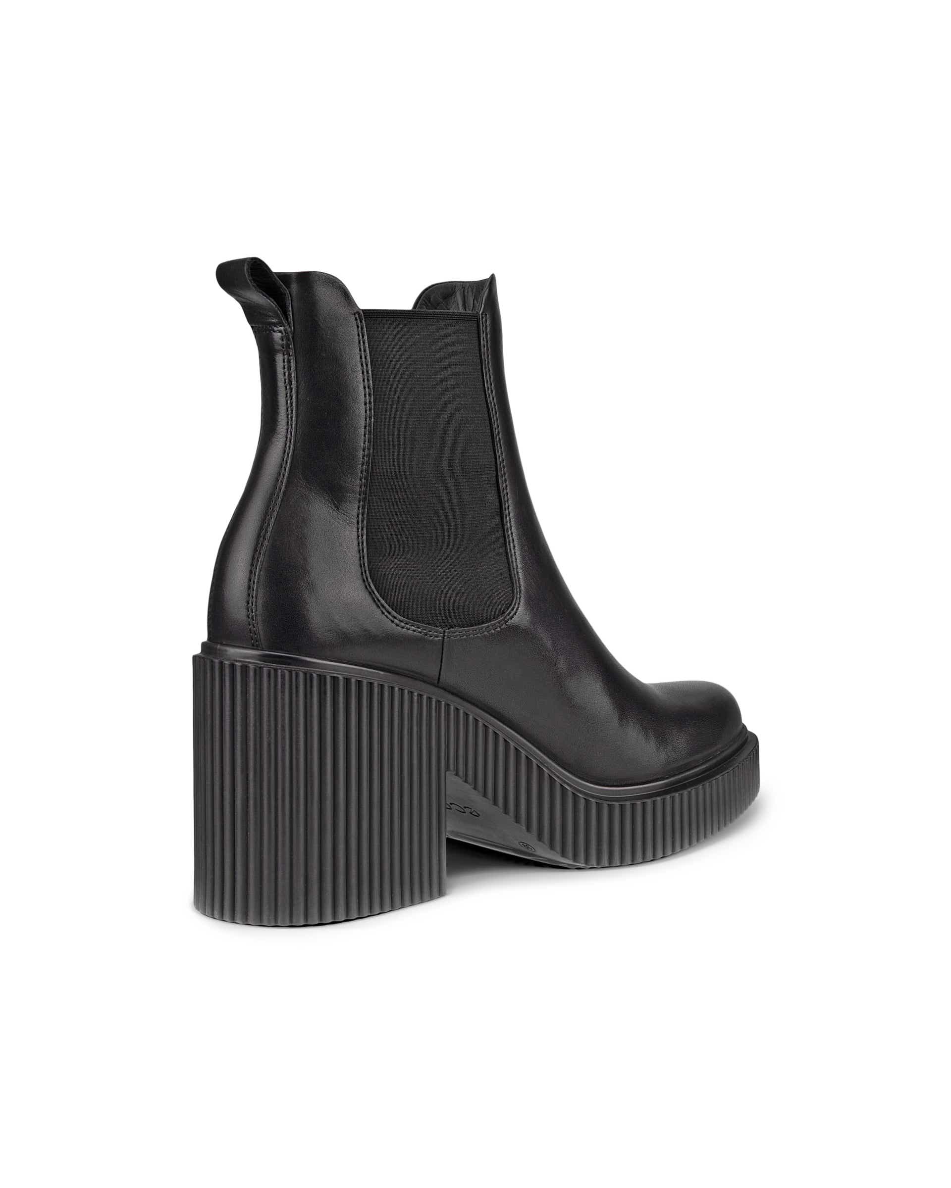 ECCO Fluted Heel ウィメンズ レザーチェルシーブーツ - 黒 - Back