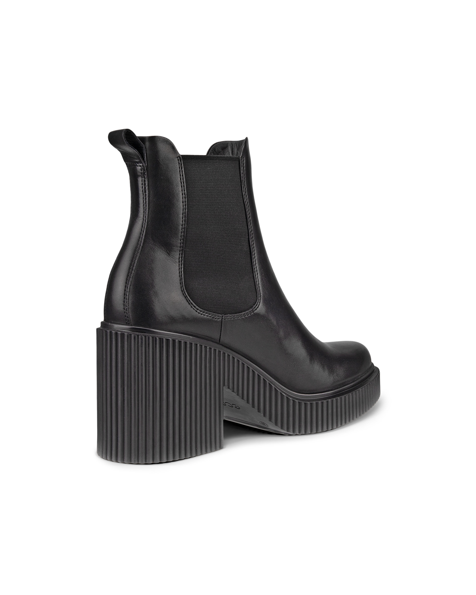 ECCO Fluted Heel ウィメンズ レザーチェルシーブーツ - 黒 - Back