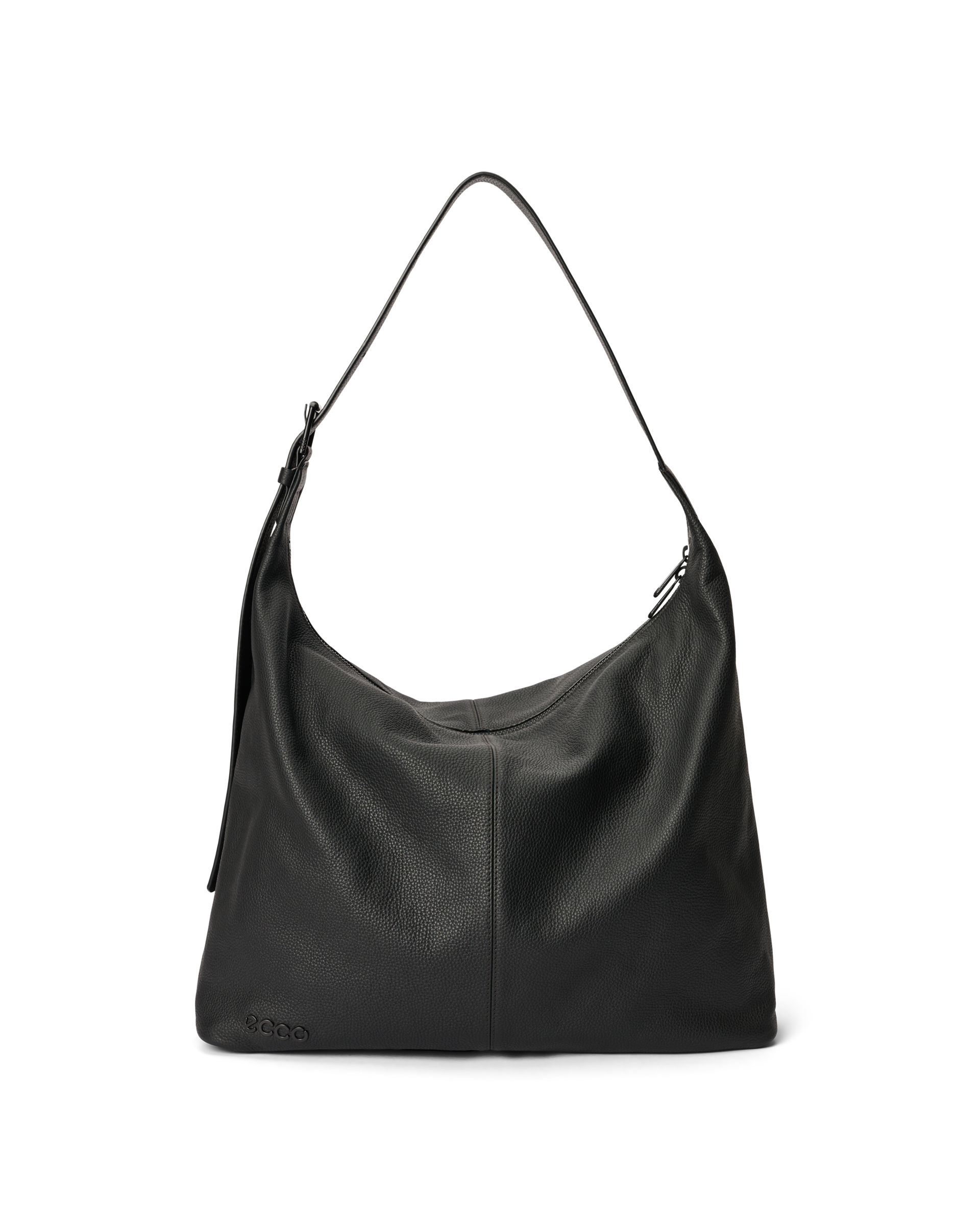 ECCO® Soft Large Pebbled Leather Hobo Bag - Black - Main