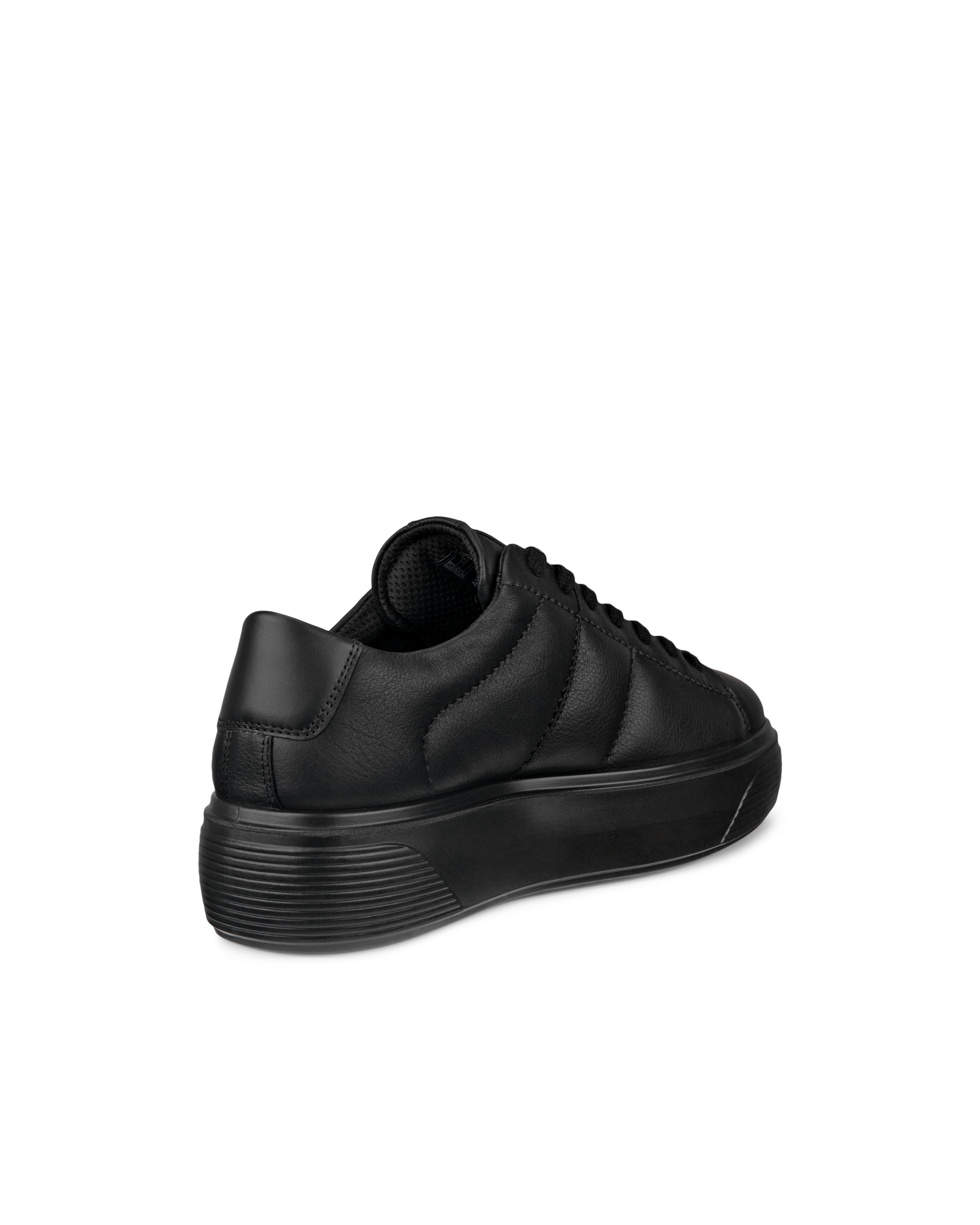 Women's ECCO® Street Platform Leather Platform Sneaker - Black - Back