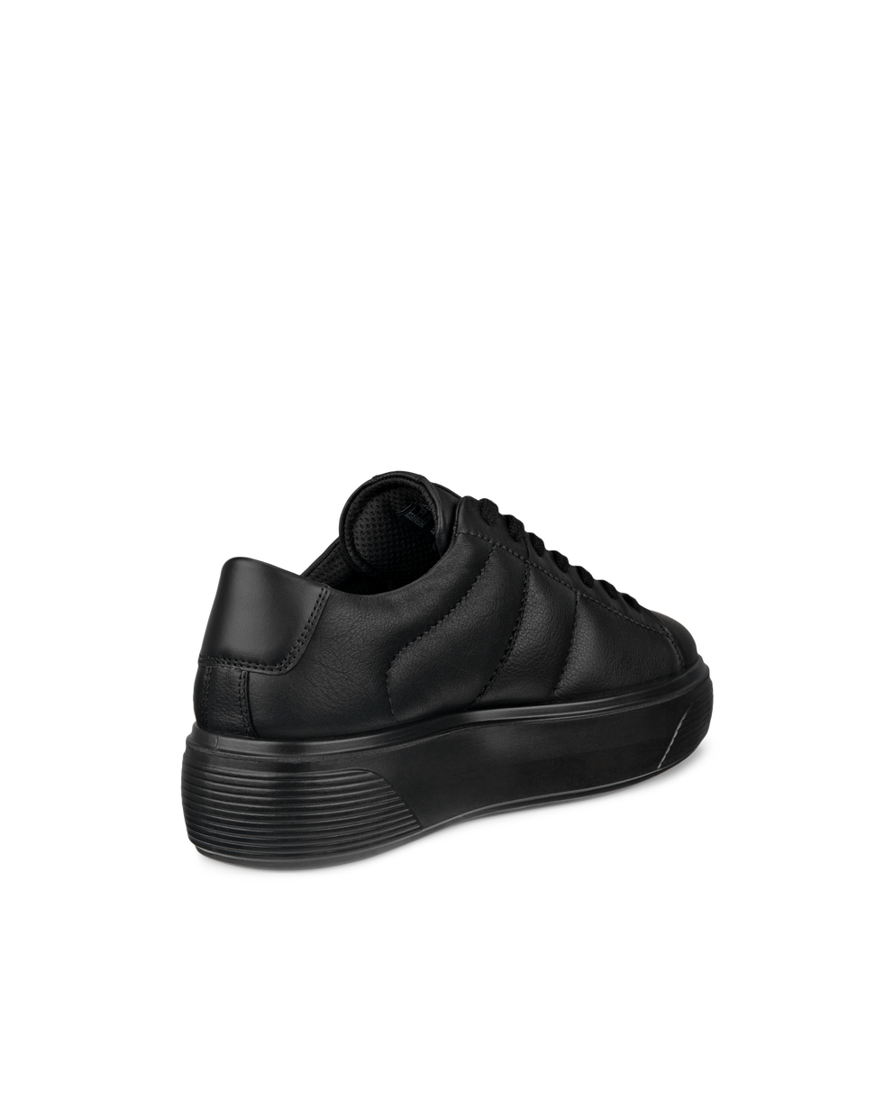 Women's ECCO® Street Platform Leather Platform Sneaker - Black - Back