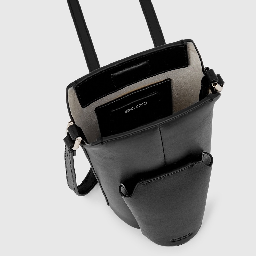 ECCO® Pot Double Leather Crossbody Bag - Black - Inside