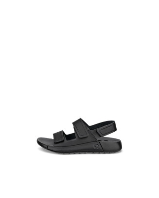 Kids' ECCO® Cozmo Leather Three-Strap Sandal - Black - Outside