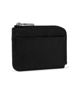 ECCO® Zipped Pebbled Leather Card Case - Black - Main