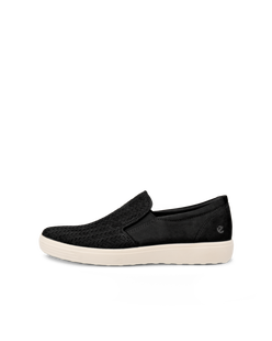 Men's ECCO® Soft 7 Nubuck Sneaker - Black - Outside