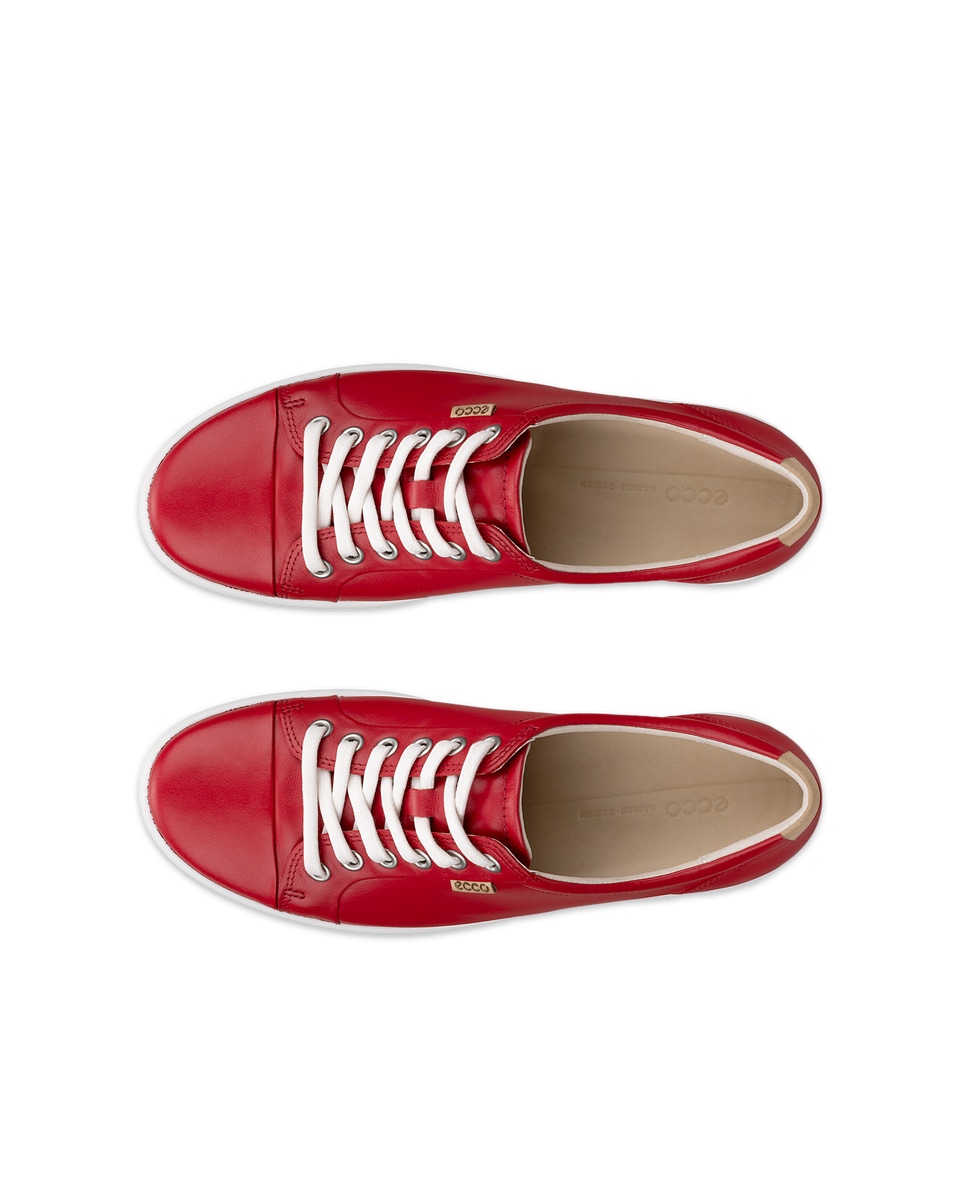 Women s ECCO Soft 7 Leather Sneaker Red