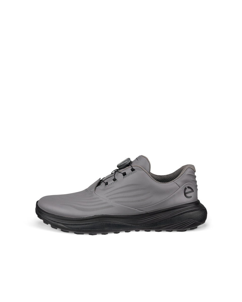 Men s ECCO Golf LT1 Boa Leather Waterproof Shoe Grey