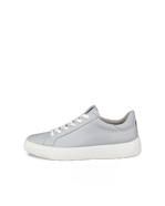 Women's ECCO® Street Tray Leather Sneaker - Grey - Outside