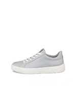 Women's ECCO® Street Tray Leather Sneaker - Grey - Outside